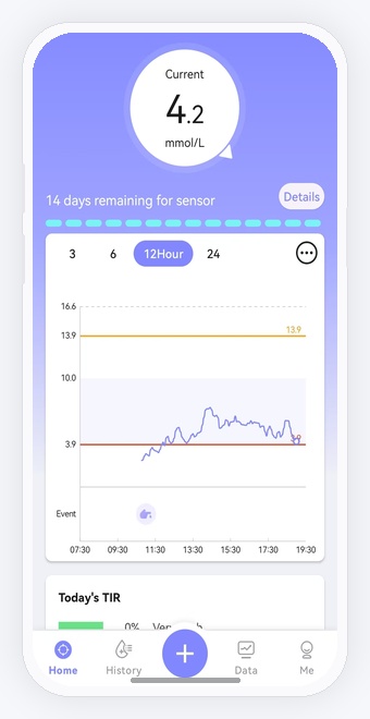 EverCheck CGMS patient app on smartphone